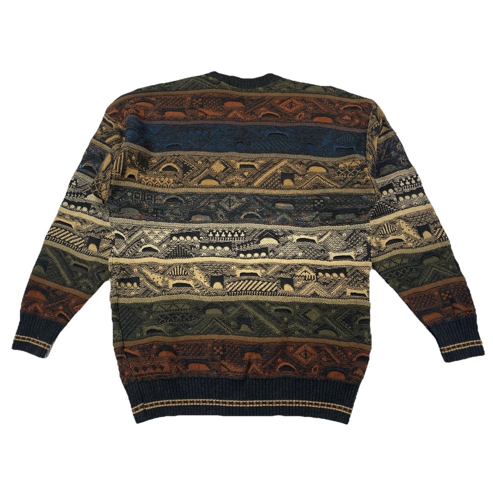 Brandini Men's‎ XL 3D Knit Sweater Vintage Earth-tones - Picture 2 of 6